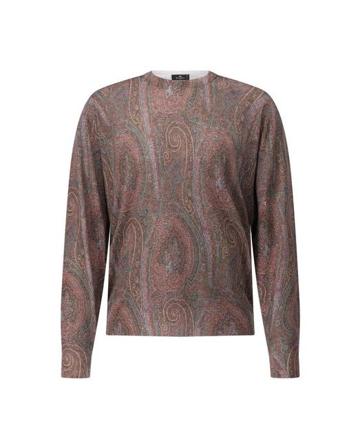 Etro Brown Round-Neck Knitwear for men