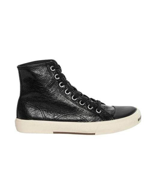 Balenciaga Black Luxuriöse Ledersneaker Mit Canvas-Futter