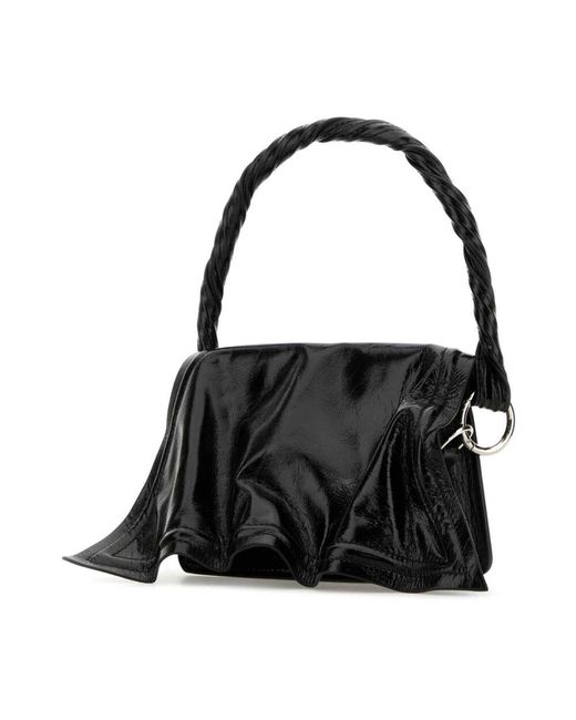 Y. Project Black Stilvolle schwarze lederhandtasche