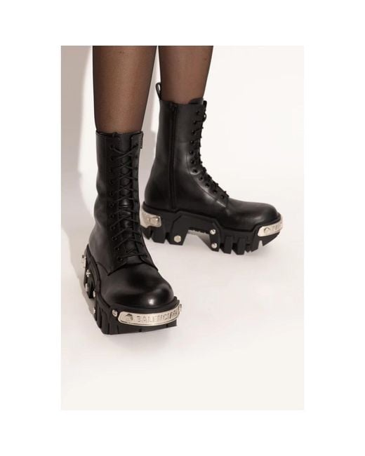 Balenciaga Black Bulldozer Lace-Up Boots
