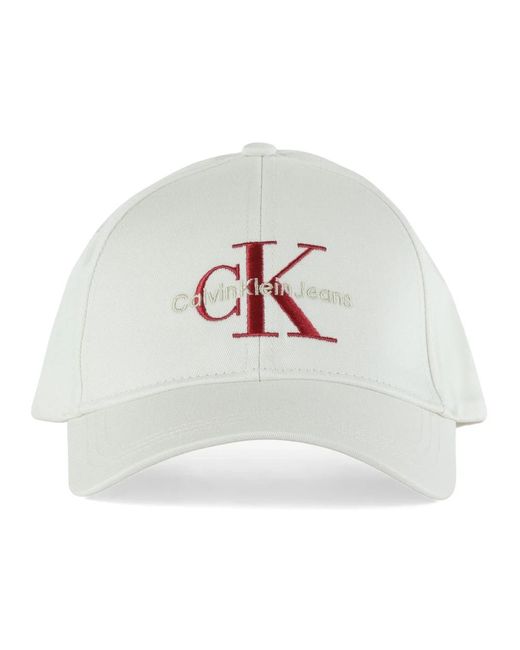 Cappello in cotone con ricamo logo frontale di Calvin Klein in White da Uomo