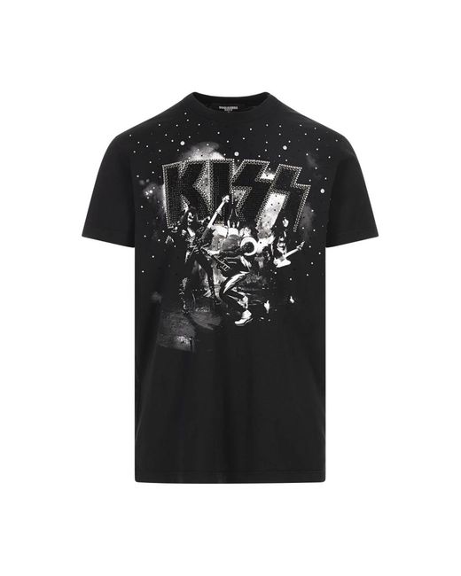 DSquared² Tops ,Zwart ,Katoen Kiss Cigarette Fit T-Shirt in het Black voor heren