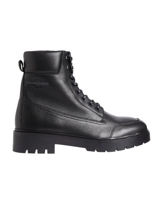 Calvin Klein Schwarze combat laceup booties in Black für Herren