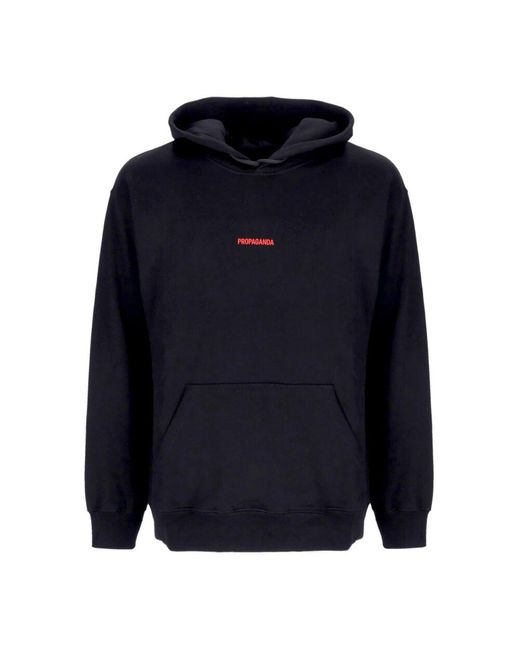 Propaganda Schwarzer Gerippter Kapuzenpullover in Blue für Herren