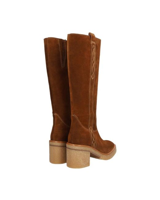 Alpe Brown Stiefelette aus braunem veloursleder