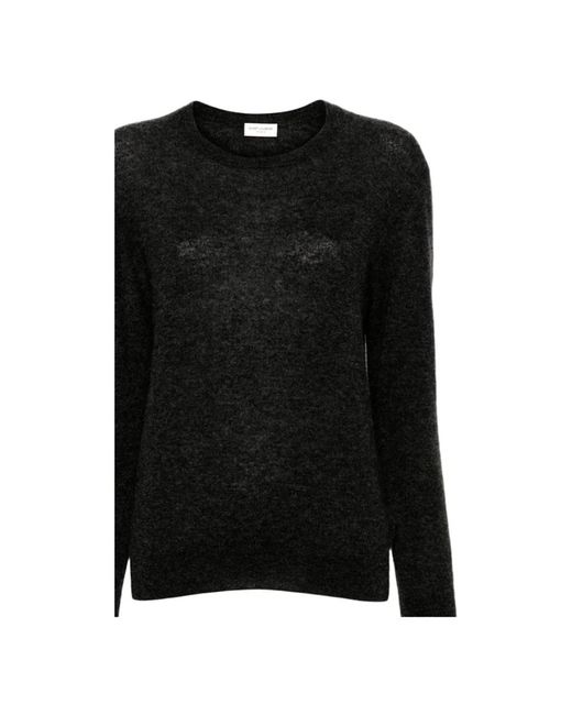 Saint Laurent Black Round-Neck Knitwear