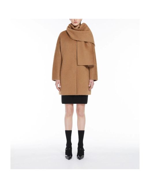 Max Mara Single-Breasted Coats in het Natural