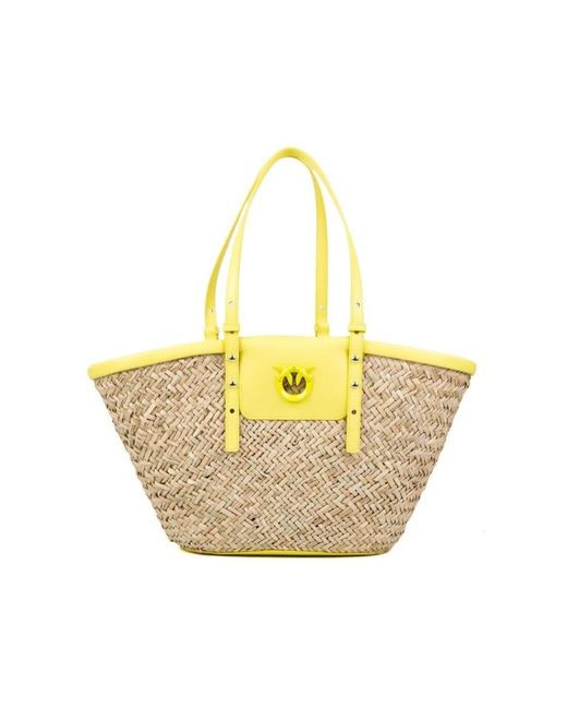 Pinko Yellow Tote Bags
