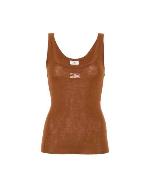Elisabetta Franchi Brown Sleeveless Tops