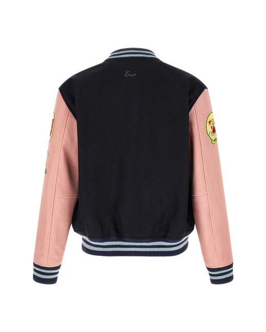 KENZO Badges Embroidered Varsity Jacket in het Black voor heren