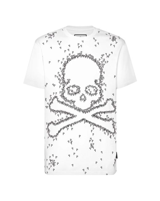 Philipp Plein T-Shirt Rundhals Skull&Bones in White für Herren