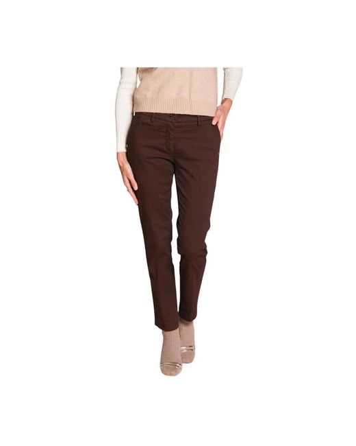Mason's Broeken ,Bruin ,Katoen Slim Satin Chino Broek in het Red