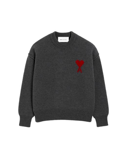AMI Black Round-Neck Knitwear