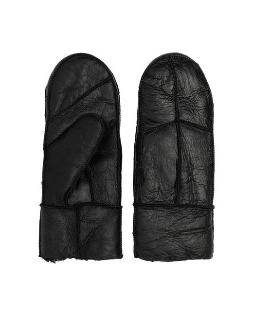 Re:designed Accessoires ,Zwart ,Leer Shearling Touchscreen Winter Wanten in het Black