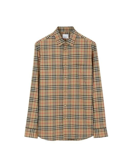 Burberry Natural Simson Vintage Check-Pattern Cotton Shirt for men