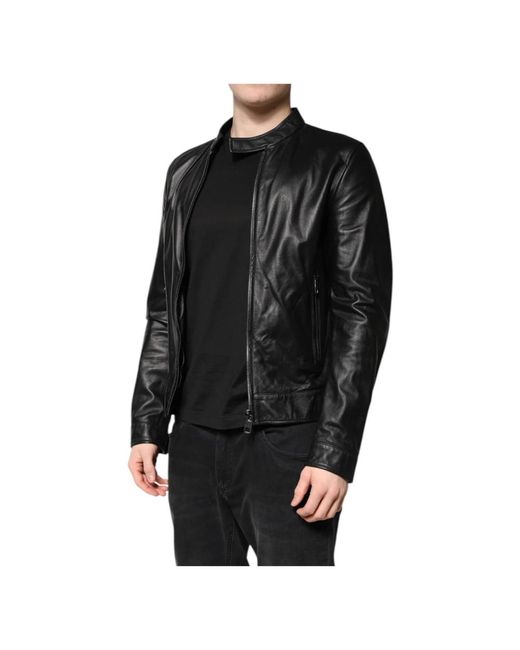 Leather Jackets Dolce & Gabbana de hombre de color Black