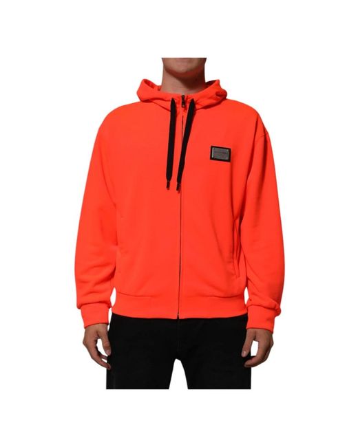 Dolce & Gabbana Red Zip-Throughs for men