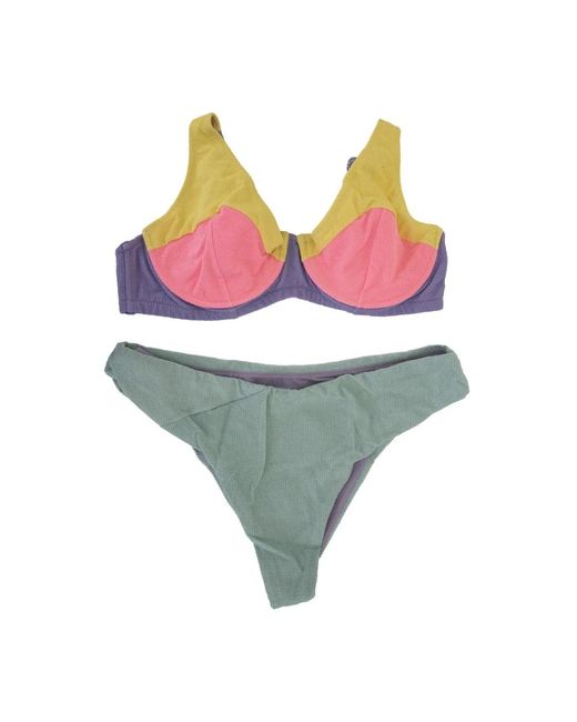 ME FUI Badmode ,Veelkleurig ,Polyester Haak Bikini Set in het Green
