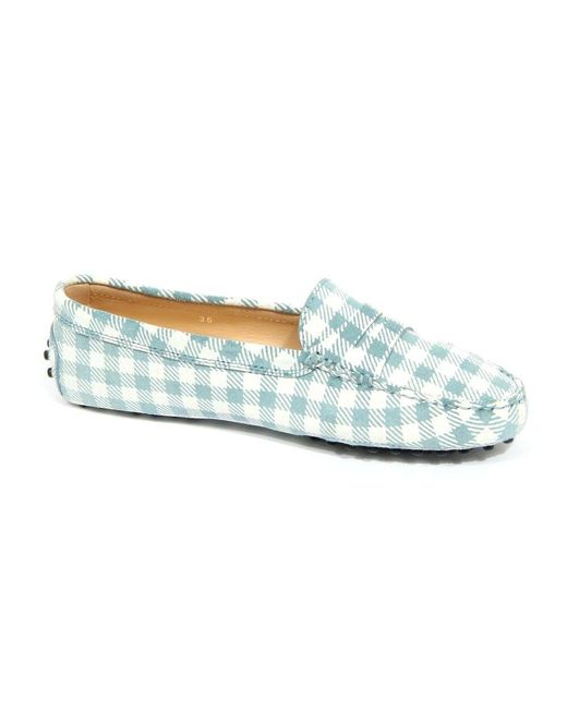 Tod's Blue Leichter Wildleder-Check-Loafer