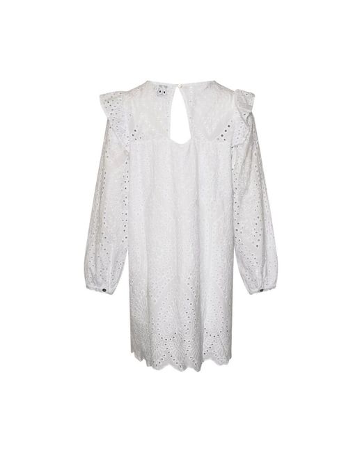 Tiffany & Co White Weiße Midi Langarm Kleid