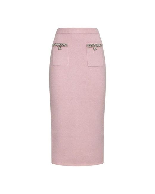 Self-Portrait Pink Midi Skirts