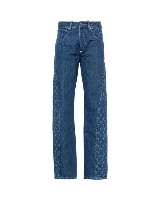 MARINE SERRE Blue Straight Jeans