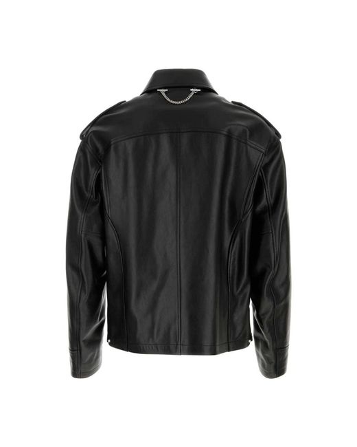 McQueen Black Leather Jackets for men