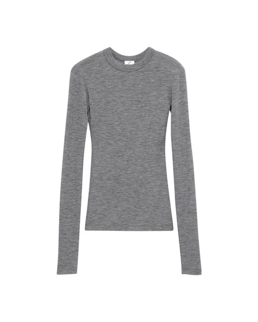 BITE STUDIOS Tops ,Grijs ,Wol Jersey Wol Met Lange Mouwen in het Gray