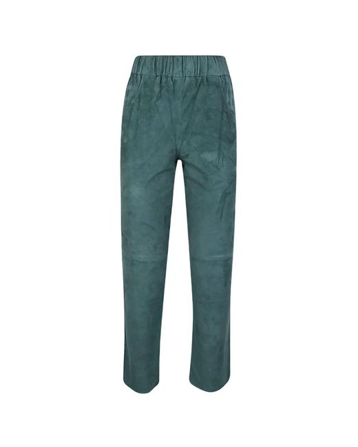Via Masini 80 Green Straight Trousers