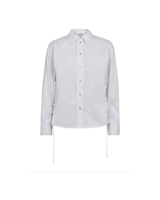 co'couture Overhemden ,Wit ,Eyelet Tie Overhemdblouse Wit in het Blue
