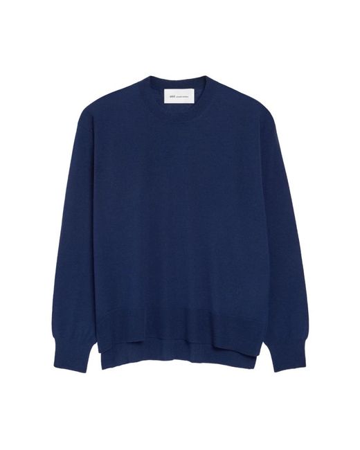 AMI Blue Round-Neck Knitwear for men