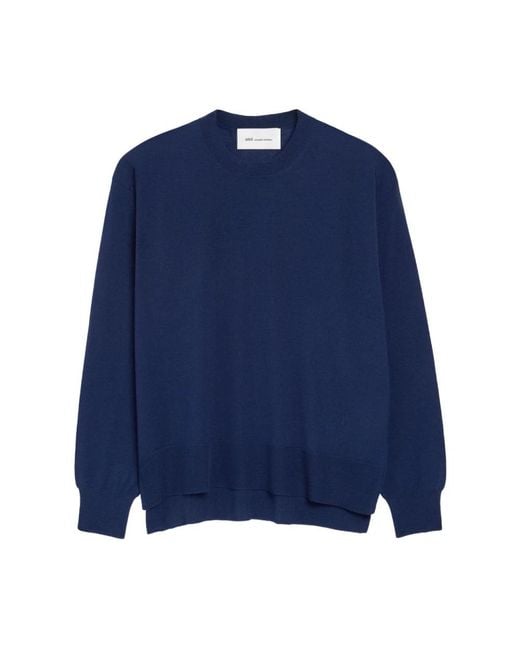 AMI Blue Round-Neck Knitwear for men