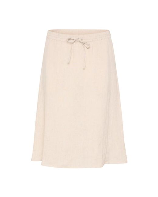 Cream Crispy Sand Rok Met Elastische Taille in het Natural