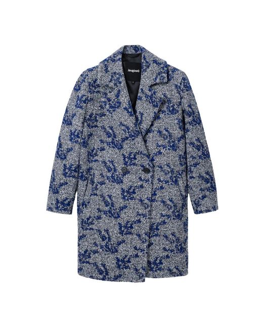 Desigual Blue Double-Breasted Coats