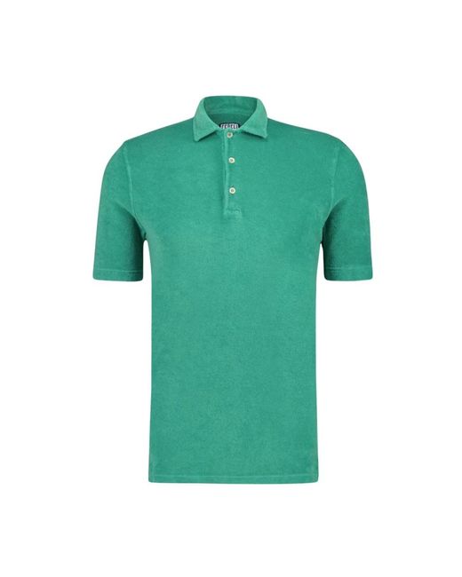Fedeli Tops ,Groen ,Katoen Groene Terry Korte Mouw Shirt in het Green voor heren