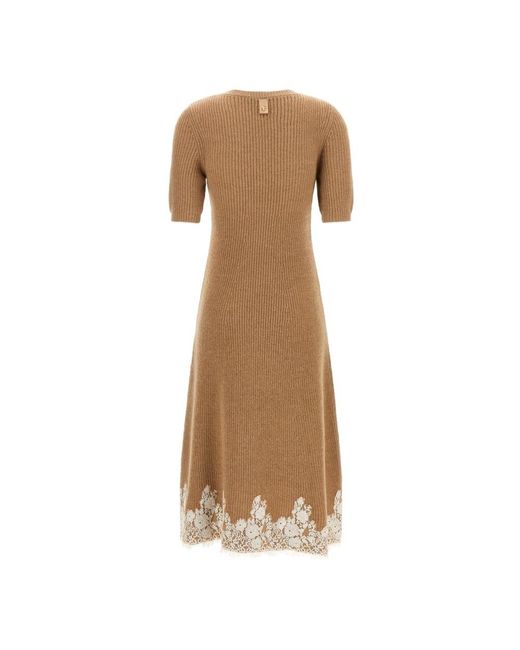 Alberta Ferretti Natural Knitted Dresses