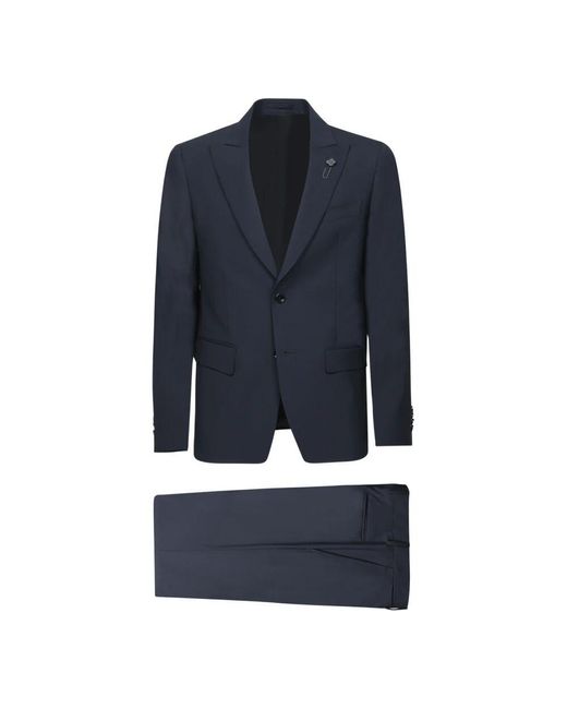 Lardini Klassischer anzug mit revers und nadel in Blue für Herren
