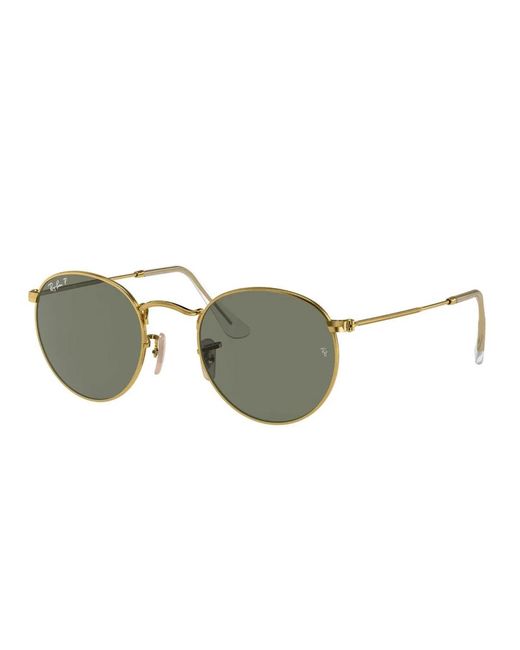 Ray-Ban Retro Ronde Metalen Zonnebril Gepolariseerd in het Yellow
