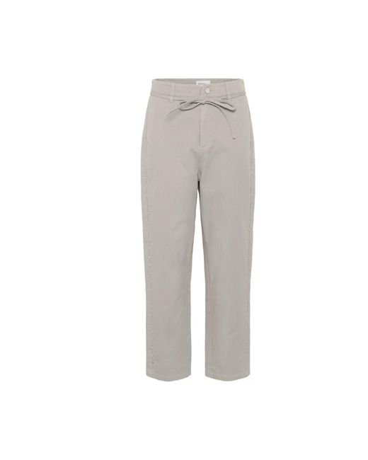 Cropped Trousers Karen By Simonsen de color Gray