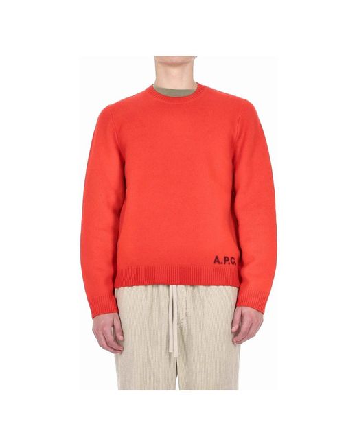 A.P.C. Red Round-Neck Knitwear for men
