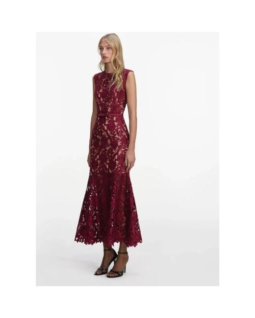 Self-Portrait Red Midi Dresses
