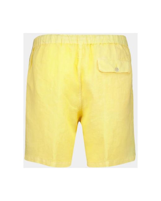 120% Lino Yellow Casual Shorts for men