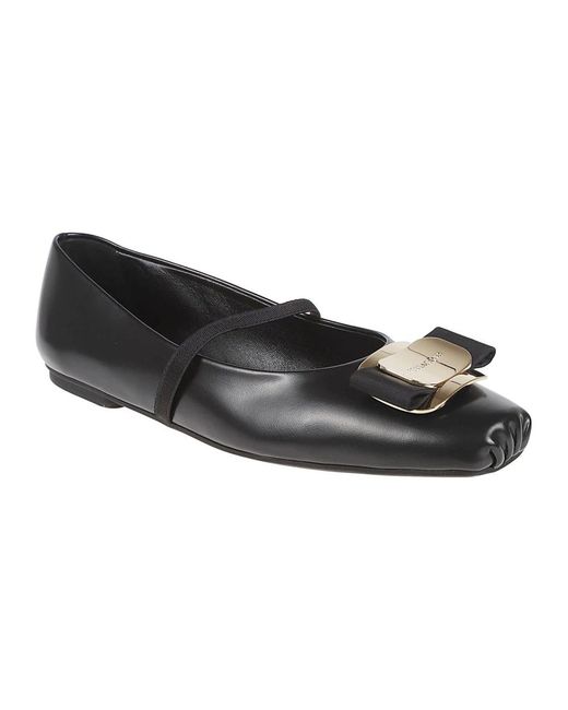 Ferragamo Black Ballerinas