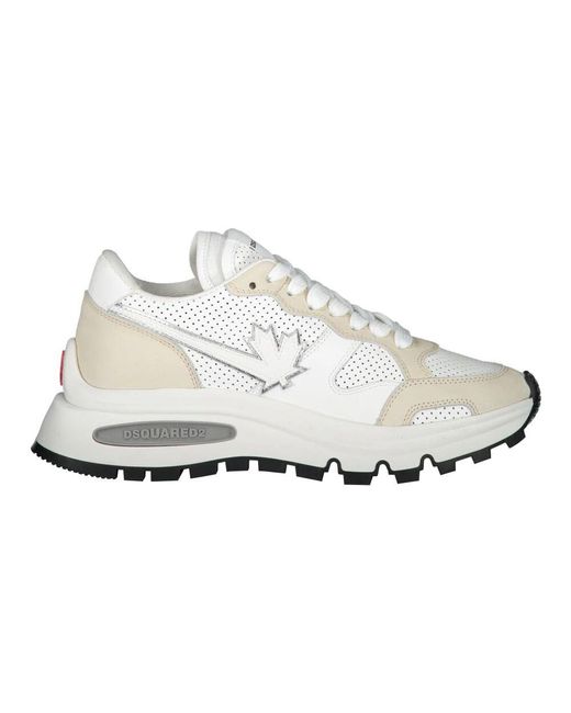 DSquared² White Leder-sneaker mit logodetail