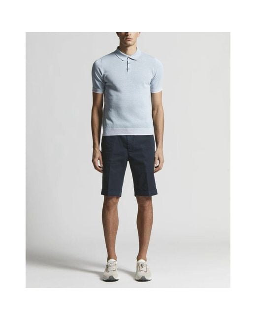 Peserico Leinen- Und Baumwollkrepp-Poloshirt in Blue für Herren