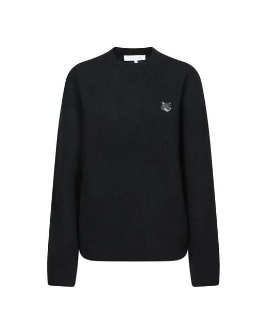 Maison Kitsuné Black Round-Neck Knitwear for men