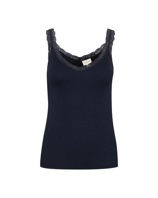 Part Two Blue Ärmelloses top mit spitzenbesatz dunkelblau