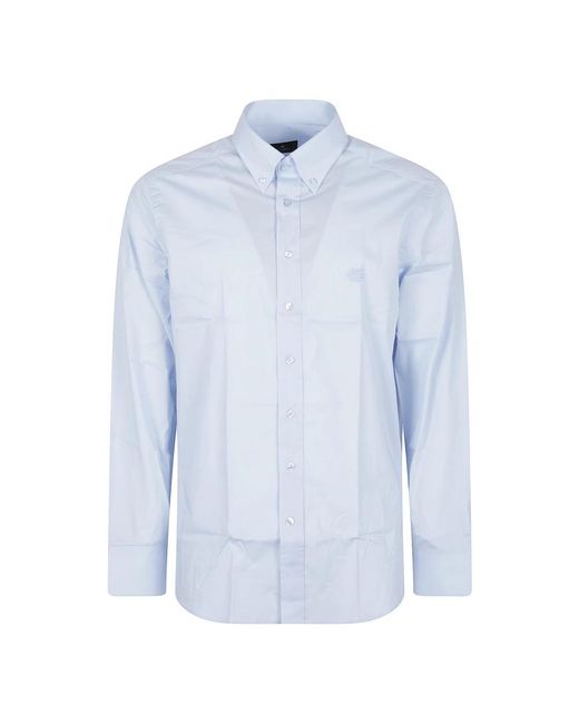 Etro Long Sleeve Pegaso Logo Roma Button Down Shirt in het Blue voor heren