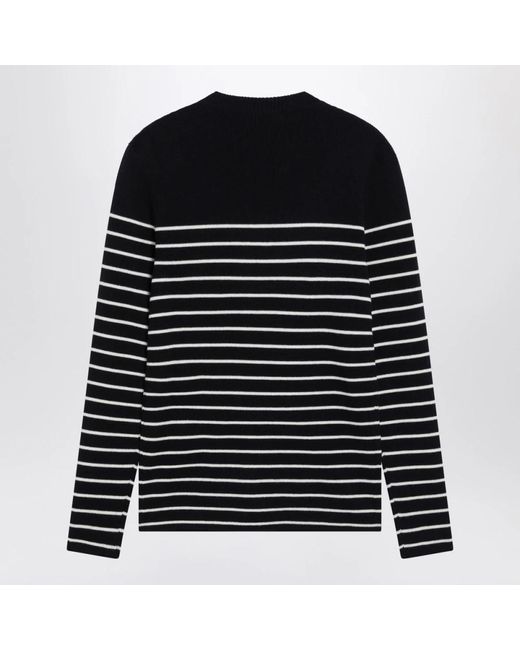 Dolce & Gabbana Black Dolce&Gabbana/ Striped Wool Sweater With Buttons for men