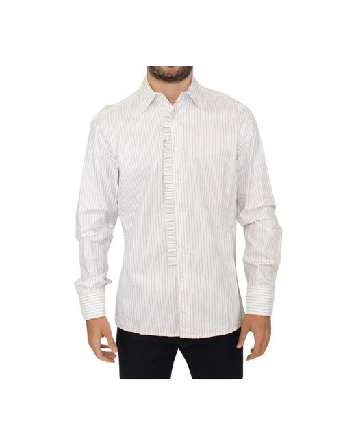 Ermanno Scervino Gestreiftes baumwollformalhemd in White für Herren